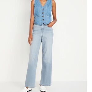 Old Navy Women's High-Waisted Wow Loose Jeans Woman 10 Light Wash Streetwear